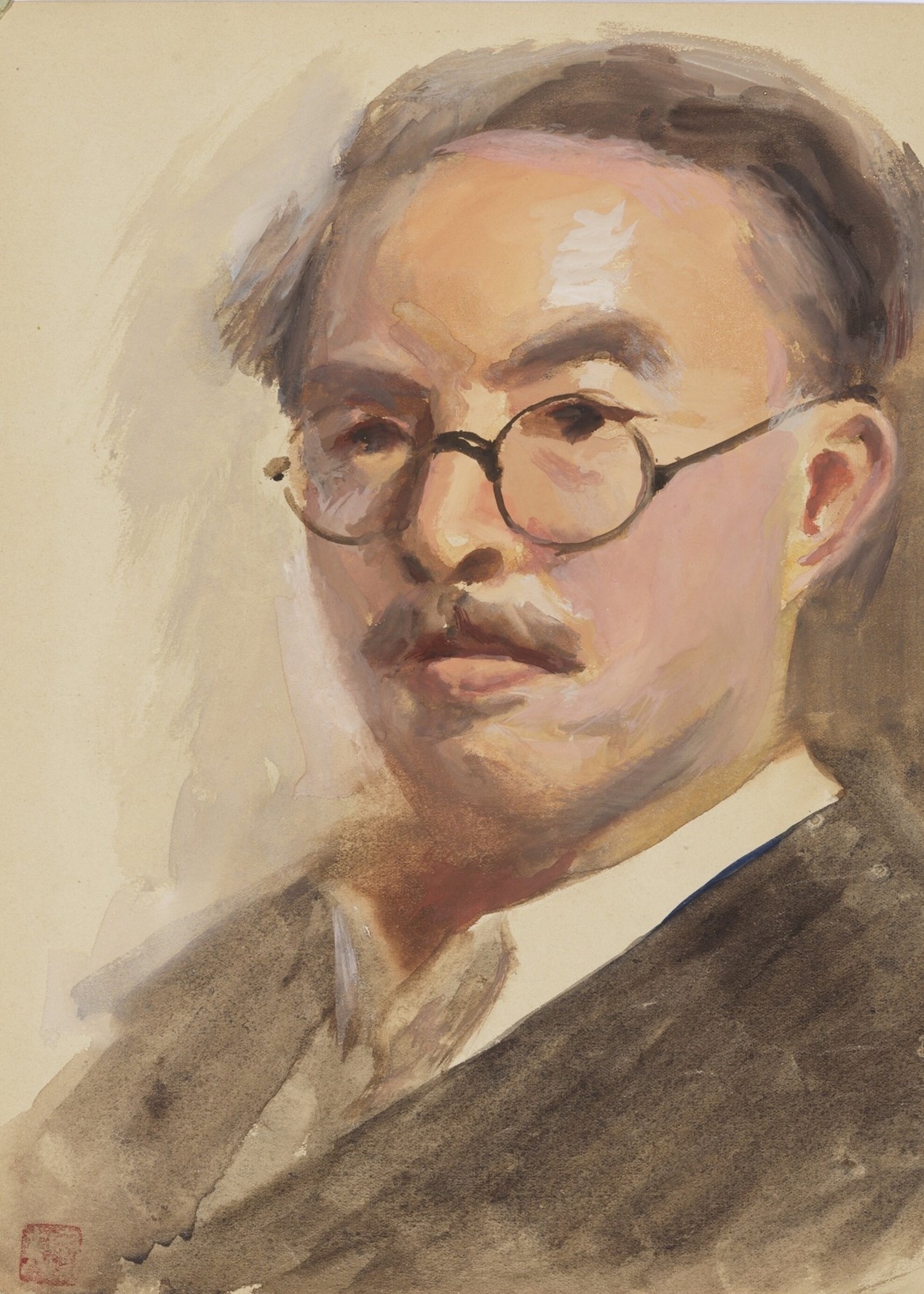 <h2>自画像</h2><p>作者：秦宣夫（1906-1998）</p><p>创作年代：1963年</p><p>规格：31.5cm×24cm</p><p>品类：水彩</p>